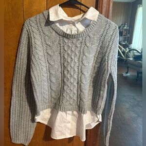 Gray Cable Knit Sweater